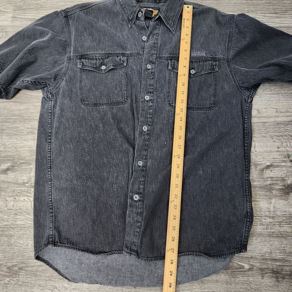 Harley Davidson Vintage Button Shirt Embroidered Logo Size L - Picture 9 of 10